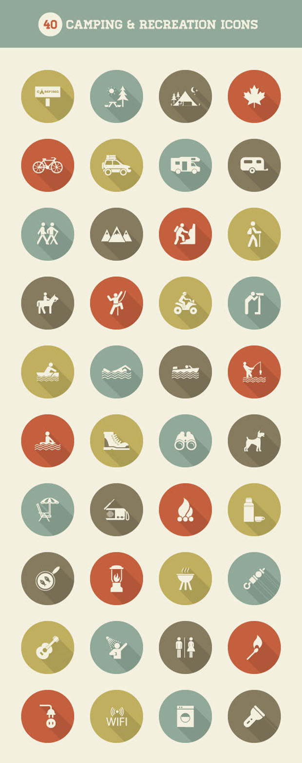 40-Camping-and-Recreation-Icon-Set