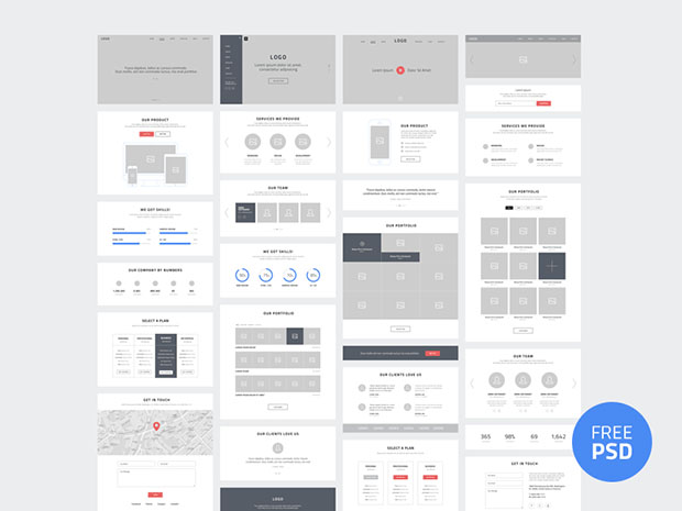 One-Page-Website-Wireframes