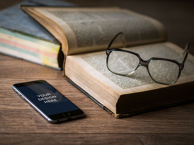 Download iPhone 6 with Book Mockup | Free Download PSD | DLPSD.